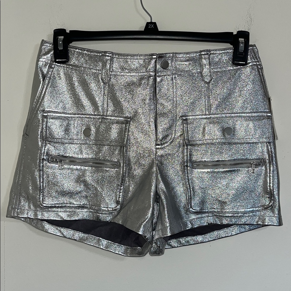 Anthropologie Shimmering Silver Shorts
